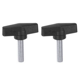QUARKZMAN Pack of 2 T-wing Knobs M10 x 30 mm Metric Male Grub Screws 55 mm T-Head Plastic Knobs Handles Thumb Screws Hand Tension Knob Handle Thumb Screw, Black