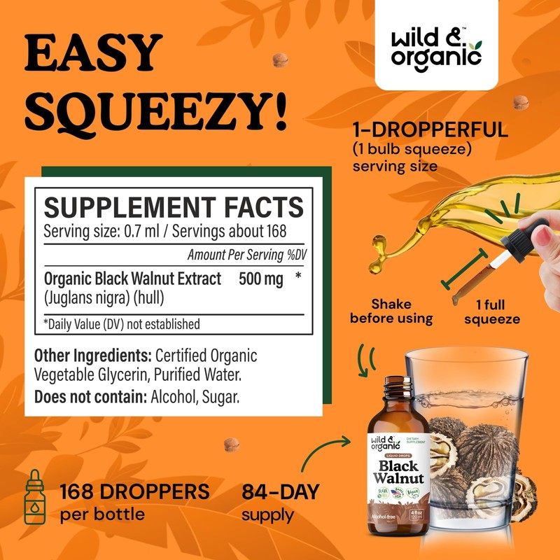 Wild & Organic Black Walnut Tincture - Detox Cleanse w/Black