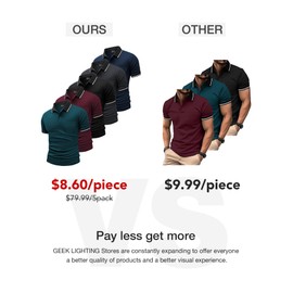 GEEK LIGHTING 5 Pack Men Polo Shirts with Pocket Multipack Golf Shirt for Men Moisture Wicking Casual Athletic Work T-Shirts