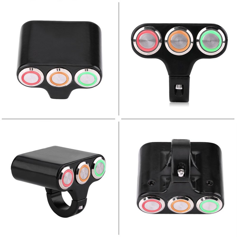 Qiilu Handlebar Switch 22 mm Motorcycle Handlebar Switch Headlight Hazard