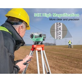 KEZERS 36X Automatic Optical Survey Level, High Precision Auto Level, Self-Leveling Tool for Builders, Waterproof/Height/Distance/Angle Measurement - KL-36X