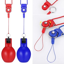 Hejo 2 Squeeze Whistle, Come with 2 Stainless Steel Sports Whistles, Hygienic Hand whistle for Coaches, all with Lanyard for Physical Education Instructor Dog Trainer and Kids Sports, Pack of 4