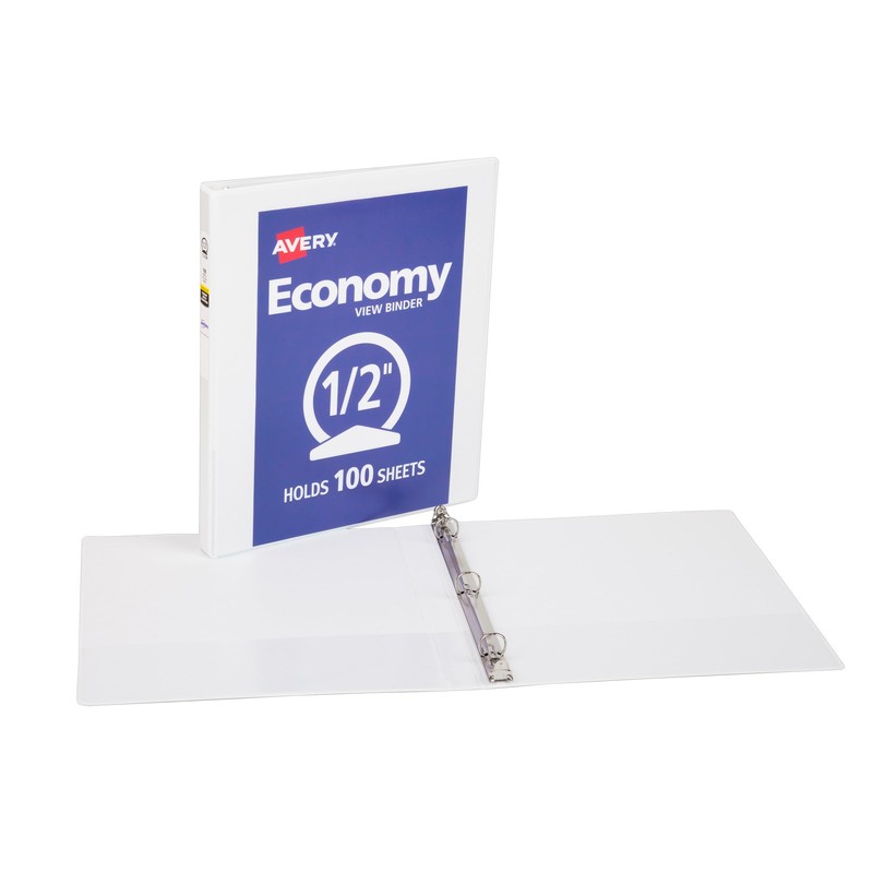 Avery Economy View 3 Ring Binder 1/2 Inch Round Rings,