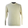 100% Natural Wool Crew Neck Aran Sweater Natural, XXL
