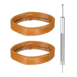 HARFINGTON 2pcs Leather Watch Band Loops 22mm Replacement Watch Band Keeper Watch Strap Holder Retainer Wristwatch Strap Fastener Rings, Light Brown