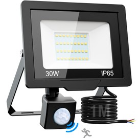 nipify LED Spotlight with Motion Sensor Outdoor, 30 W, 3000 LM, IP65 Waterproof Outdoor Spotlight, 6500 K, Cool White Headlight with 100 cm Long Cable, Floodlight for Outdoor Garden Courtyards
