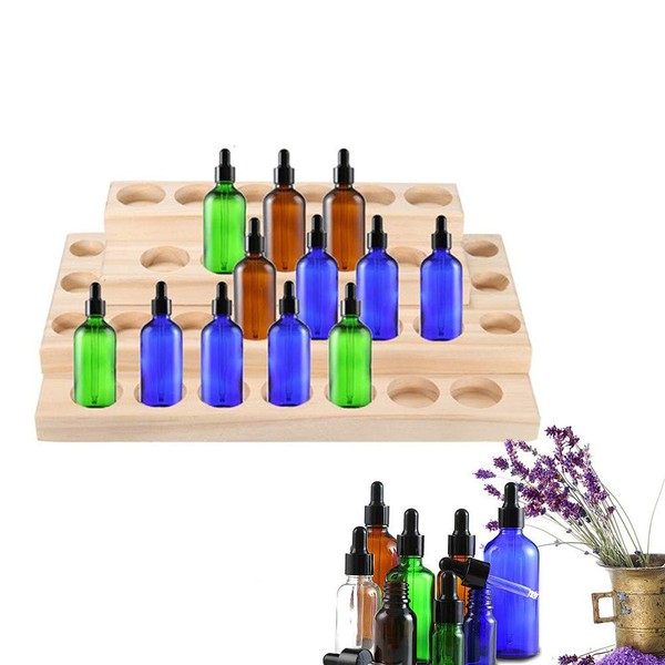 BrilliantDay Wooden Essential Oil Storage Box for Wooden Essential Oil Bottles Display Stand with 4 Layer Aromatherapy Oils Organiser 30 Bottles