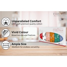 EVERY-VILLE Where EVERYone is Welcome 6 Pack Red Blue Pink Orange Teal White Bandana for Women Men Gift Packaging - 55x55cm - Cowgirl Cowboy Motorbike Accessories Scarf Headband Neckerchief