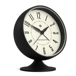 NEWGATE® 'Spheric' Retro semi-Dome Alarm Clock in Black Soft Touch Silicone Finish, and Silent Sweep Movement with Digital beep Alarm Sound. Ideal for Bedside, desks and mantels.
