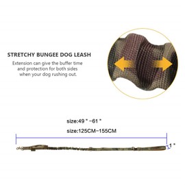 EXCELLENT ELITE SPANKER Tactical Dog Leash Heavy Duty 5-6FT Adjustable No Pull Military Bungee Dog Leash Elastic Leads Rope with 2 Padded Control Handle for Medium Large X-Large Dog(MCP)