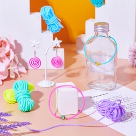 Fashewelry 32.8 Yards 2mm Stitch Holder Cords Mixed Color Hollow Rubber Tubing Soft Jewelry Cord Cover Memory Wire for Bracelet Making Knitting