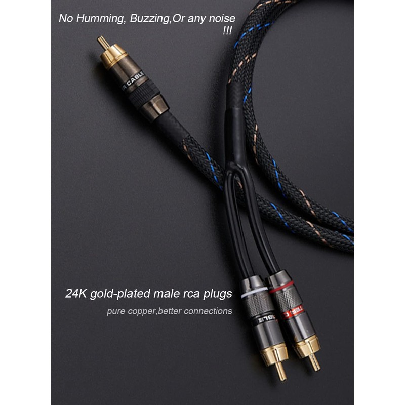 JORZOR Audiophile RCA to 2RCA Subwoofer Cable,1 RCA Male to