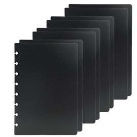 ITSYHPRO Junior Discbound Journal PP Covers(4 Pairs) Classic Colors Compatible with Circa Arc TUL and Happy Planner(Black,Junior)