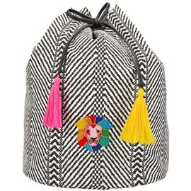 Depesche TOPModel 10977 Backpack with Drawstring, Black and White, Approx. 26 x 17 x 36 cm