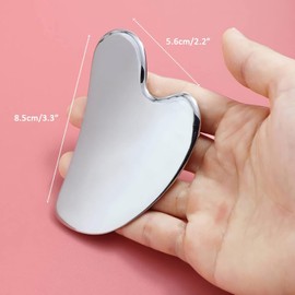 Stainless Steel Gua Sha Facial Tools Guasha Tool for Face Metal Gua Sha Tighten Skin Heart Massage Guasha Beauty Tool for Body Eyes Neck Massager with Travel Pouch