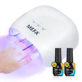 MEFA 72W White UV Nail Lamp with Gel Base and Top Coat, UV Light for Nails with 3 Timers, 21pcs Lamp Beads , Light with Gel Top Coat for Women Home Salon