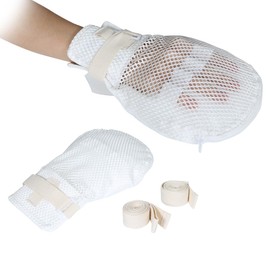 EHUSPU Protect Gloves Breathable Mesh, Safety Hand Mitts for Elderly Zipper Opening for Prevent Scratching Harm, Safety Gloves Padded with Highly Elastic Cotton