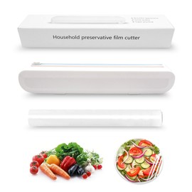 souG Cling Film Dispenser, Plastic Wrap Dispenser with Cutter, Reusable Cling Film Dispenser, Food Wrap Dispenser, Refillable Cling Film/Wax Paper/Foil Dispenser, 1 Roll Plastic Food Wrap Included.