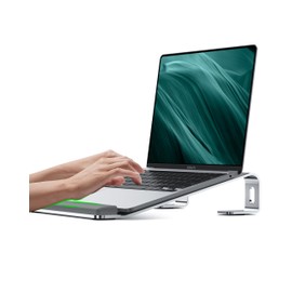 JCZT Laptop Stand for Desk, Aluminum Computer Riser with Wrist Rest Pad, Detachable Laptop Mount, Heavy Stable Laptops Holder for MacBook Air Pro, Dell, HP, 10 to 17 Inches Notebooks, Silver