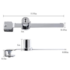 BokWin 2Pcs Sliding Glass Door Ratchet Lock Drawer Display Case Showcase Lock with Chrome Finish，Security (Keyed Alike)