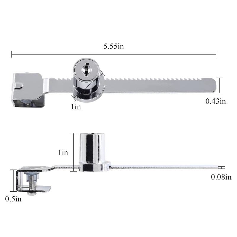 BokWin 2Pcs Sliding Glass Door Ratchet Lock Drawer Display Case