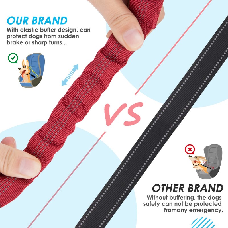 SlowTon Dog Seat Belt, Double Dog Seatbelt Adjustable Vehicle Safety