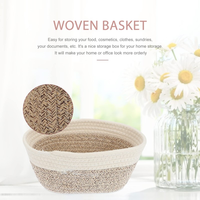 Closet Storage Bins Imitation Rattan Basket Cotton Rope Storage Plant