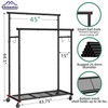 Ekisemio Double Rod Clothes Rack with Wheels Load 400 LBS,