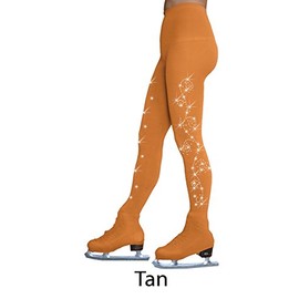 Chloe Noel Figure Skating Tan Over The Boot Tights TB8832 w/2 Swirls Tan Child Extra Large/Adult Extra Small (12-14)