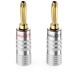 deleyCON Set of 8 Banana Plugs Gold-Plated Screwable for Speaker Cable 0.75 mm - 4.5 mm and HiFi Receiver - Silver