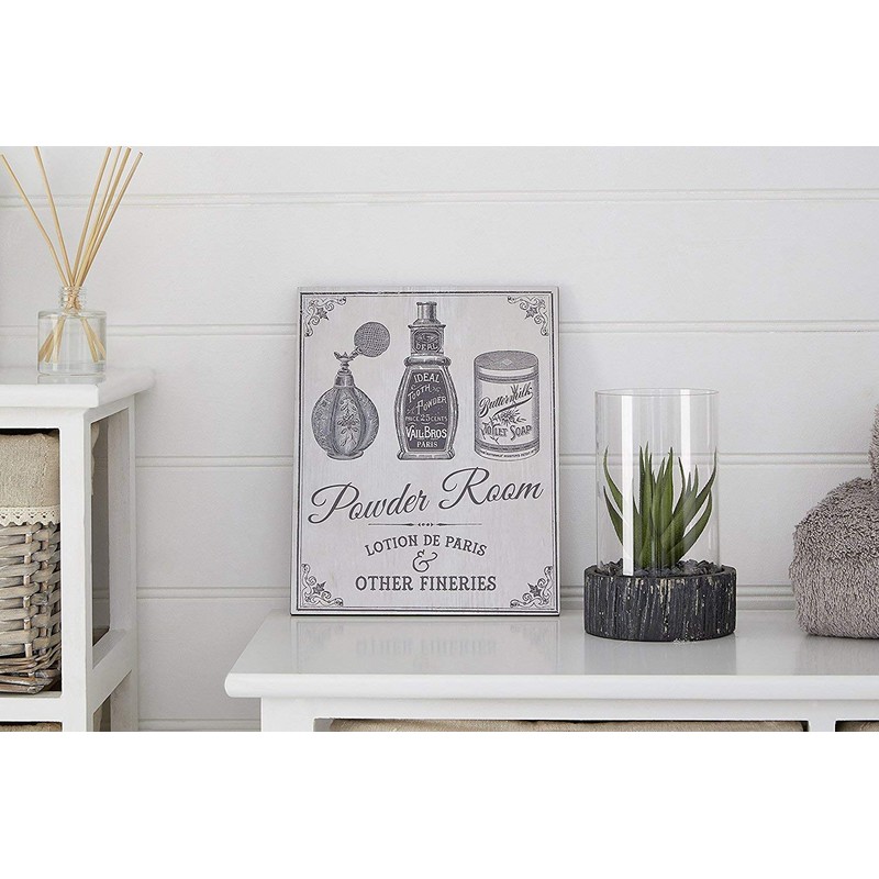 Premier Housewares 2800765 Powder Room Wall Plaque - Grey 1x20x25
