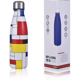 JOGVELO Stainless Steel Vacuum Insulated Water Bottle 25oz with Cleaning Brush, Double Walled Cola Shape Thermos, Squares