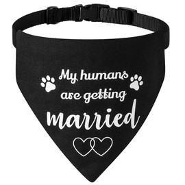 HDGDT My Humans are Getting Married Dog Wedding Bandana Collar, Adjustable Engagement Pet Bandana with Quick Release Buckle & D-Ring for Dogs & Cats