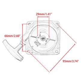 PowerMotor Recoil Pull Starter Repalcement for E43 E43CE E43WC MD43 2-Stroke Engine 33 cc 43cc 47cc 49cc Poceket Mini Dirt Bike ATV 4 Wheeler Quad Replace 300430
