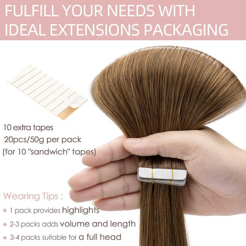 20 + 40 Pieces Real Hair Tape Extensions
