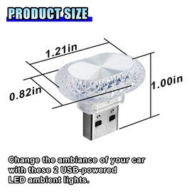 2PCS USB Car Interior LED Atmosphere Lamp, Plug and Play Mini Portable Ambient Lighting Night Light, Crystal Angel Eye Car Decoration Light, Vehicle Accessories for Most Cars (White)