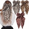 fdsmall Leopard Hair Scarf Scrunchies for Women - 3Pcs Bow
