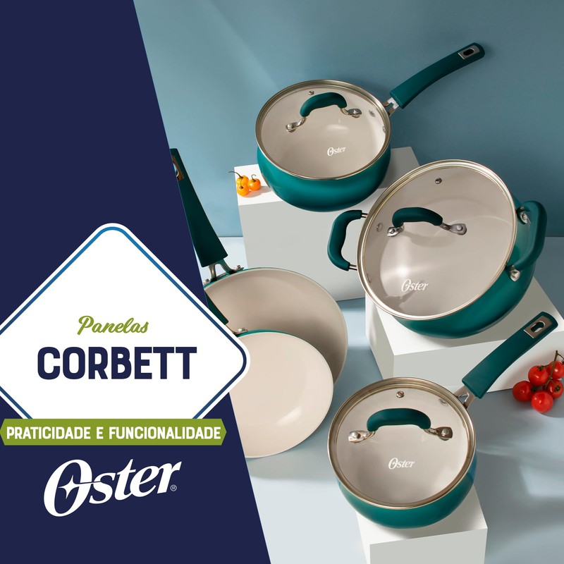 Oster Corbett 8 pc Gradient Teal Forged Aluminum Cookware Set