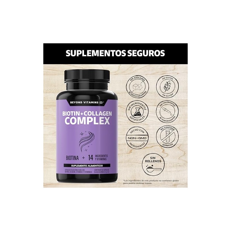 Biotin Collagen Complex Contiene Biotina Colágeno Ingredientes Vitaminas Suplemento Vitamínico