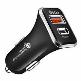 Olakey USB C Car Charger, Dual USB Car Charger Adapter with 20W PD Port, Fast QC3.0 and LED Indicator (Black) DYB-B2