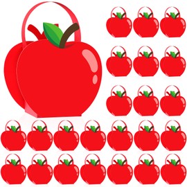 CHUNNIN 24PCS Red Apple Treat Boxes Back to School Party Decorations First Day of School Gift Boxes Teacher Appreciation Gift Apple Shaped Candy Paper Box for Students Teachers Classroom Decoration