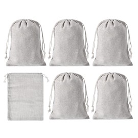 PATIKIL 7"x5" Coin Sacks Bag, 6Pcs Bank Coin Deposit Change Transit Canvas Money Bags with Drawstring Gift Sacks Style 1, White