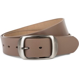 styleBREAKER 03010104 Unisex Leather Belt Plain Colours with Shiny Surface and Brushed Buckle Can Be Shortened, taupe