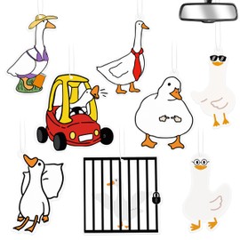 8Pcs Silly Goose Car Air Fresheners Funny Cartoon Farm Animal Scented Hanging Decor Cute Car Interior Accessories Rearview Mirror Decoration Christmas Holiday Gift for Men Women Drivers Animal Lovers