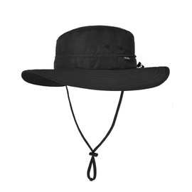 FURTALK Sun Hats for Men Women Packable Wide Brim Summer UV Protective Bucket Hat UPF 50+ Hat for Fishing Hiking Black
