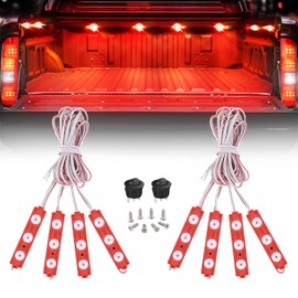 Nilight - Juego de 8 Luces de Cama de camioneta, 24 LED, Color Rojo, con Interruptor para Furgoneta, Todoterreno, Debajo de la Carretera, Marcador Lateral del Coche, riel de pozos