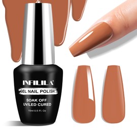 NXJ INFILILA Brown Gel Nail Polish, 15ml 0.51oz Chocolate Brown Gel Polish, Hema Free Gel Polish, Fall Winter Color Nail Polish Soak Off UV Gel Nail Manicure DIY Gift for Women Girls