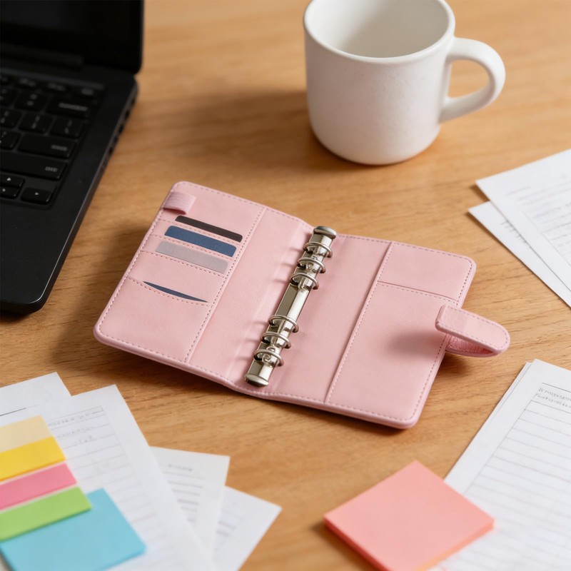 7JI Macaron Binder A6 PU Leather Notebook Binder with 6