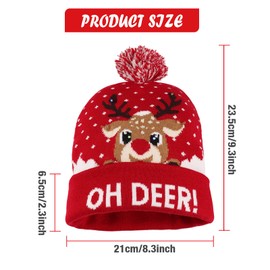 2PCS LED Christmas Hats, LED Light Up Christmas Hat, Light Up Knitted Santa Hat, Light Up Xmas Hat - New Year Party Hats for Kids, Adults