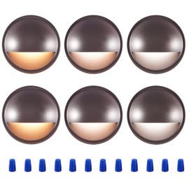 CLOUDY BAY [6 Pack] 3CCT Low Voltage LED Deck Lights Outdoor,2700K/3500K/5000K Selectable,Landscape Step Stair Railing Fence Light Wired,3W,12V-24V AC/DC,Bronze